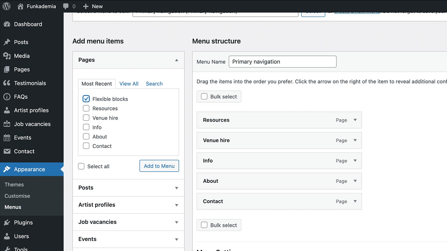 Adding menu items to the menu Adding menu items to the menu