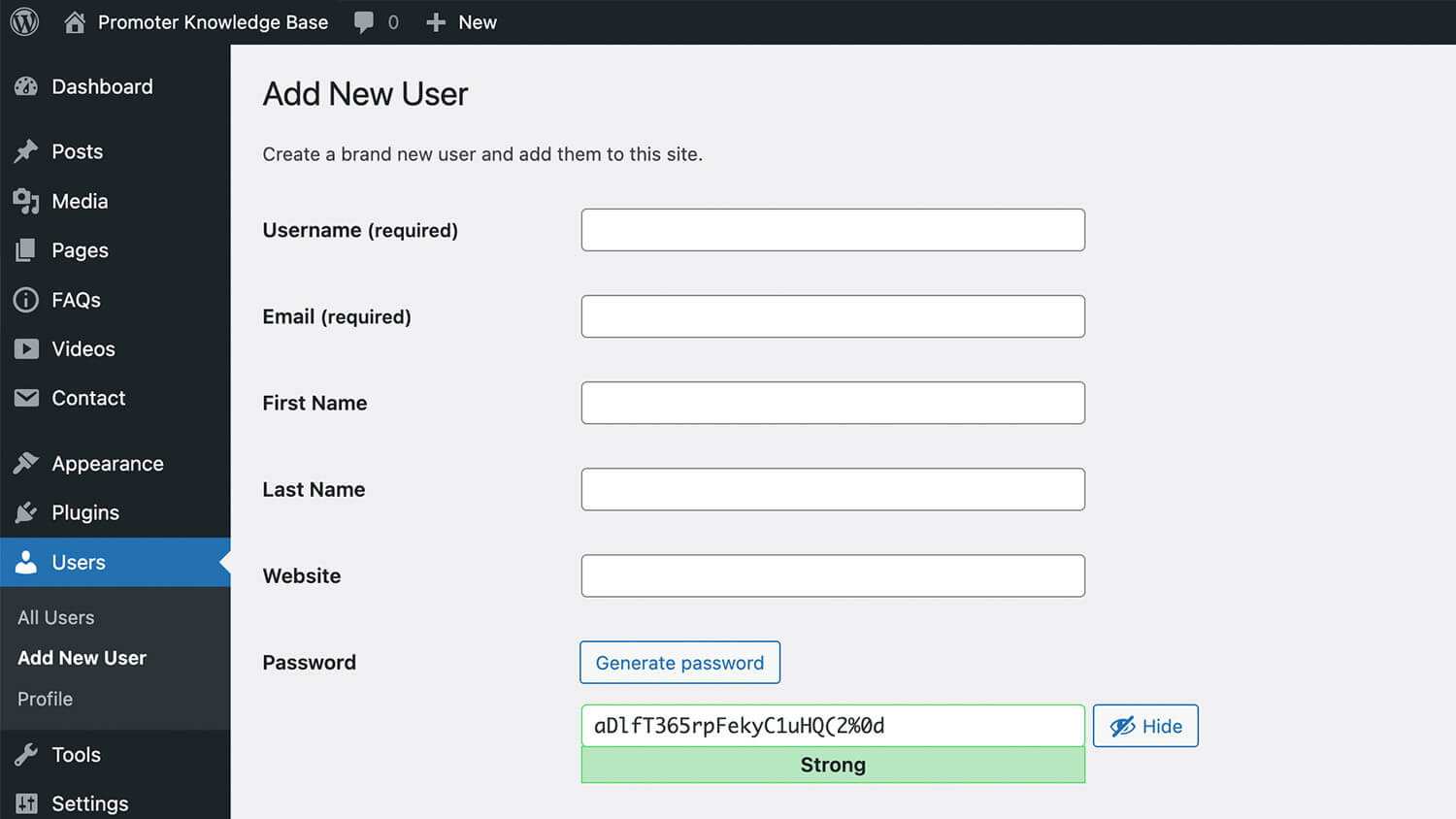 entering the users information entering the users information