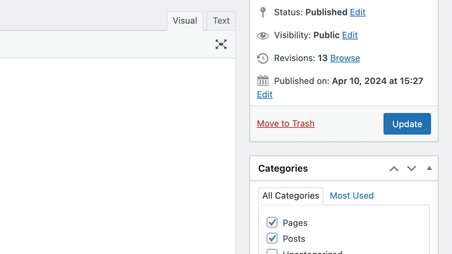 saving the post or page saving the post or page
