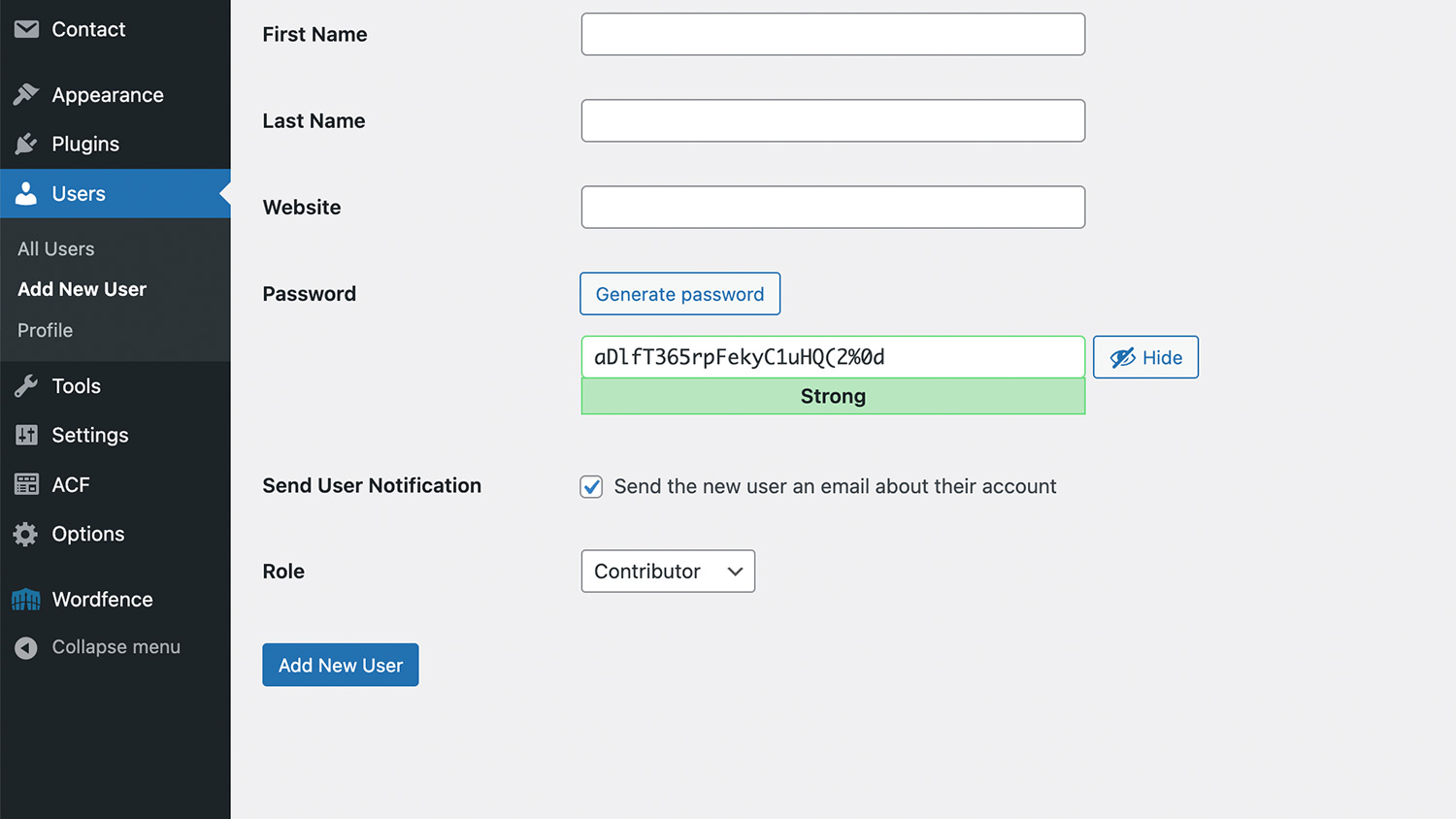 selecting the user role selecting the user role
