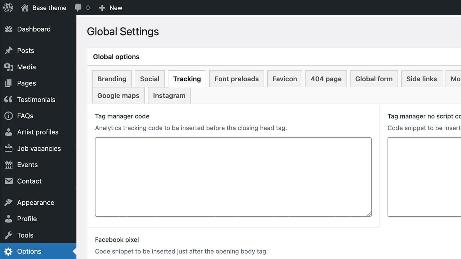 tracking-options Tracking options for the website